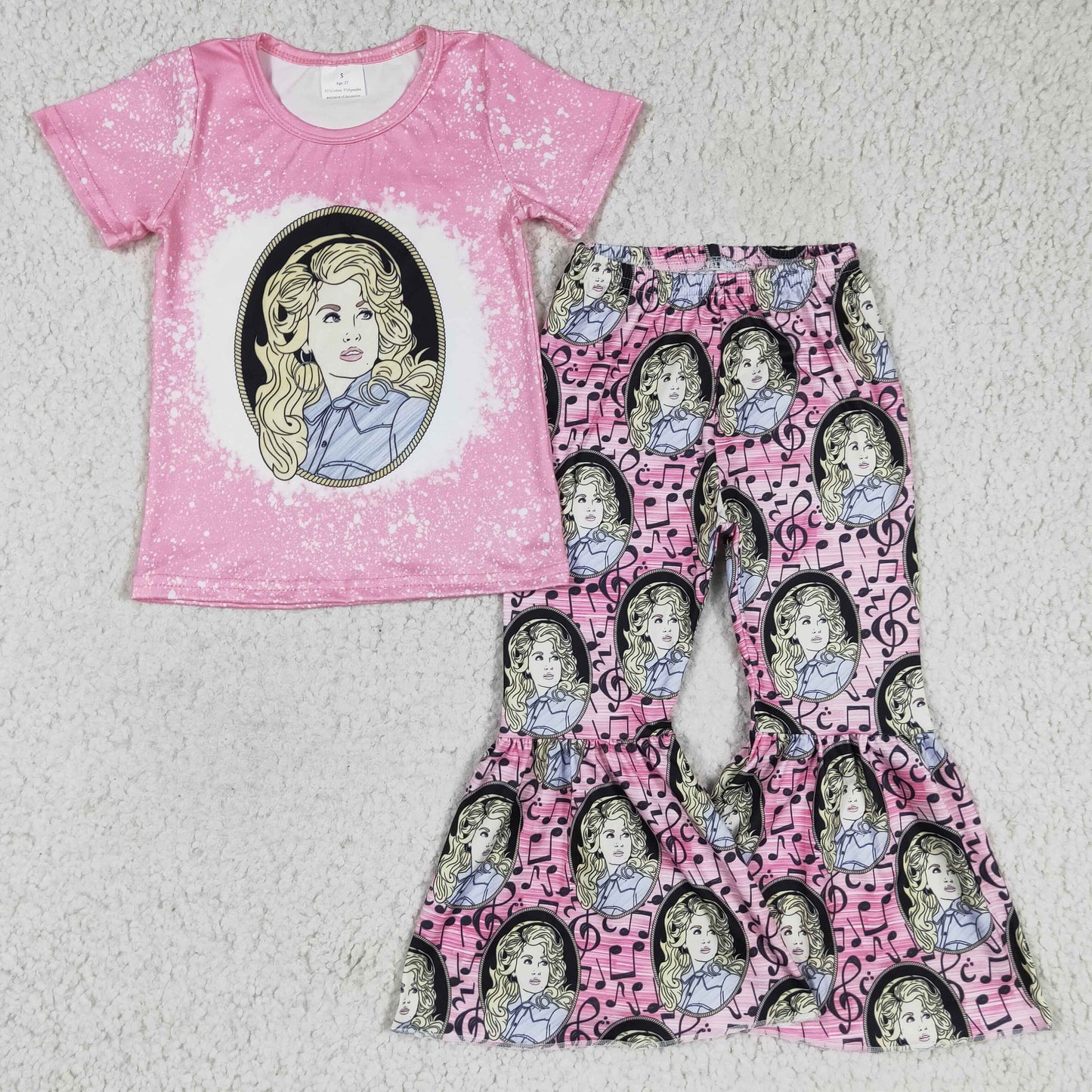 Girls short sleeve bell pants outfit GSPO0322