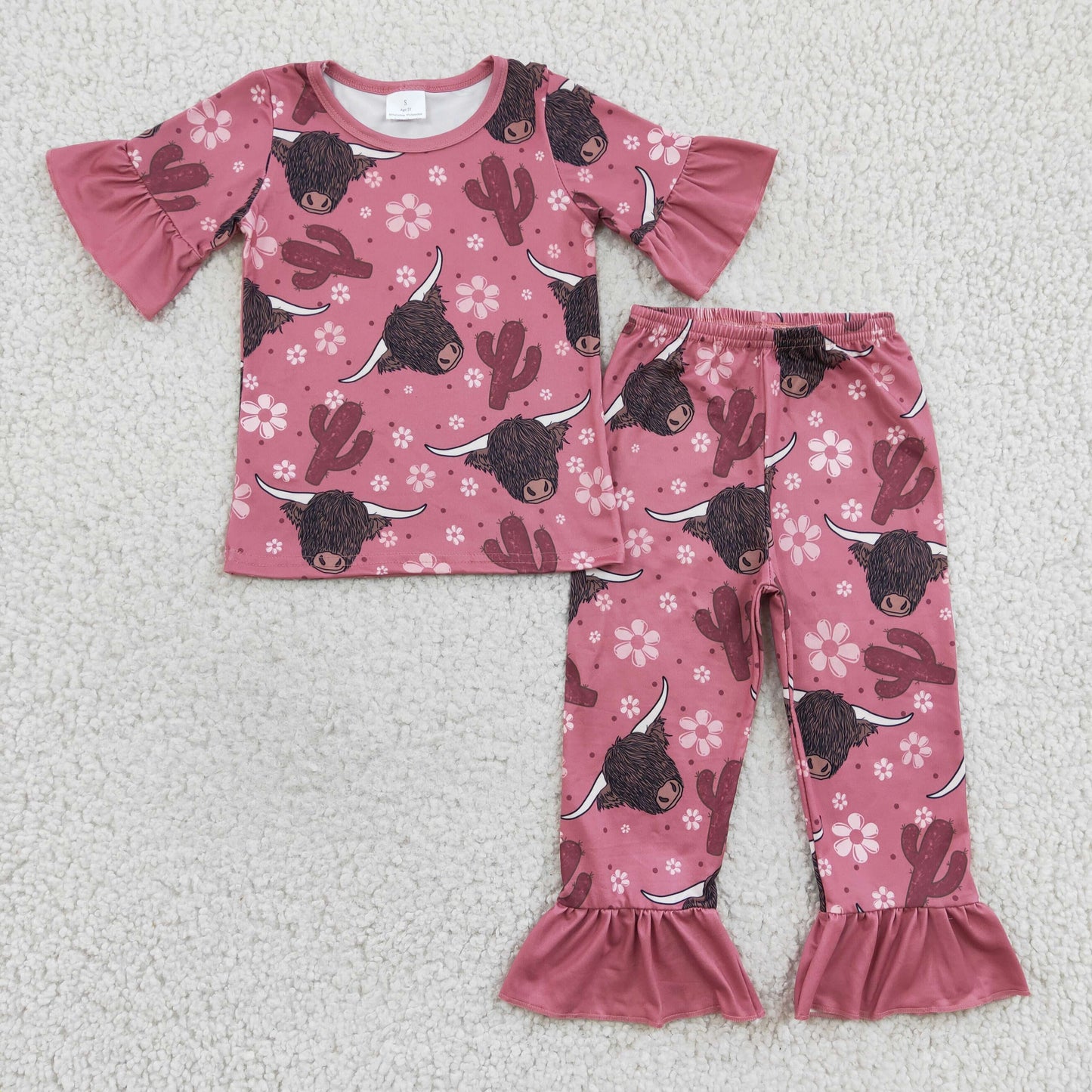 Girls highland cow print pajamas GSPO0326