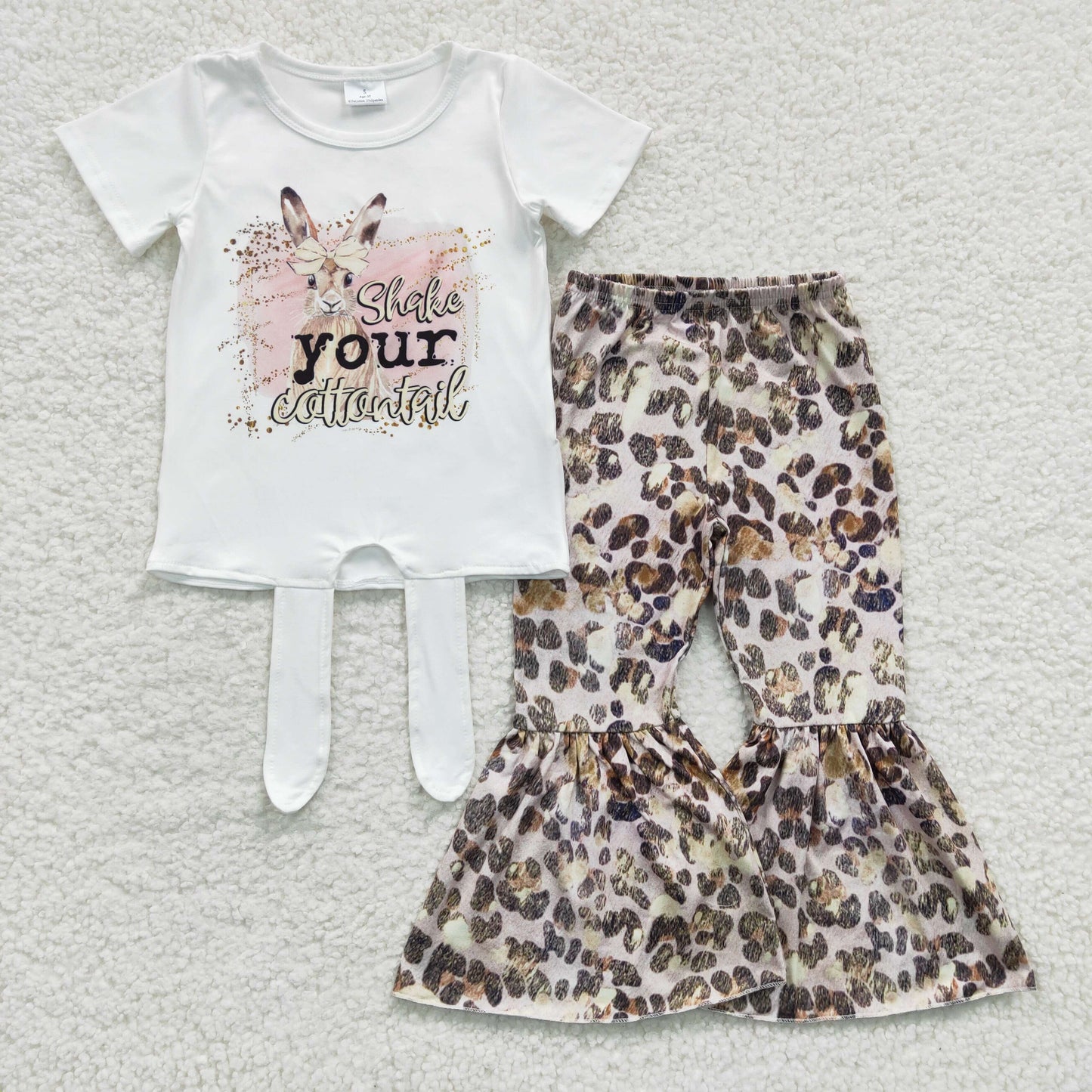 Girls bunny print leopard bell pants outfit GSPO0354