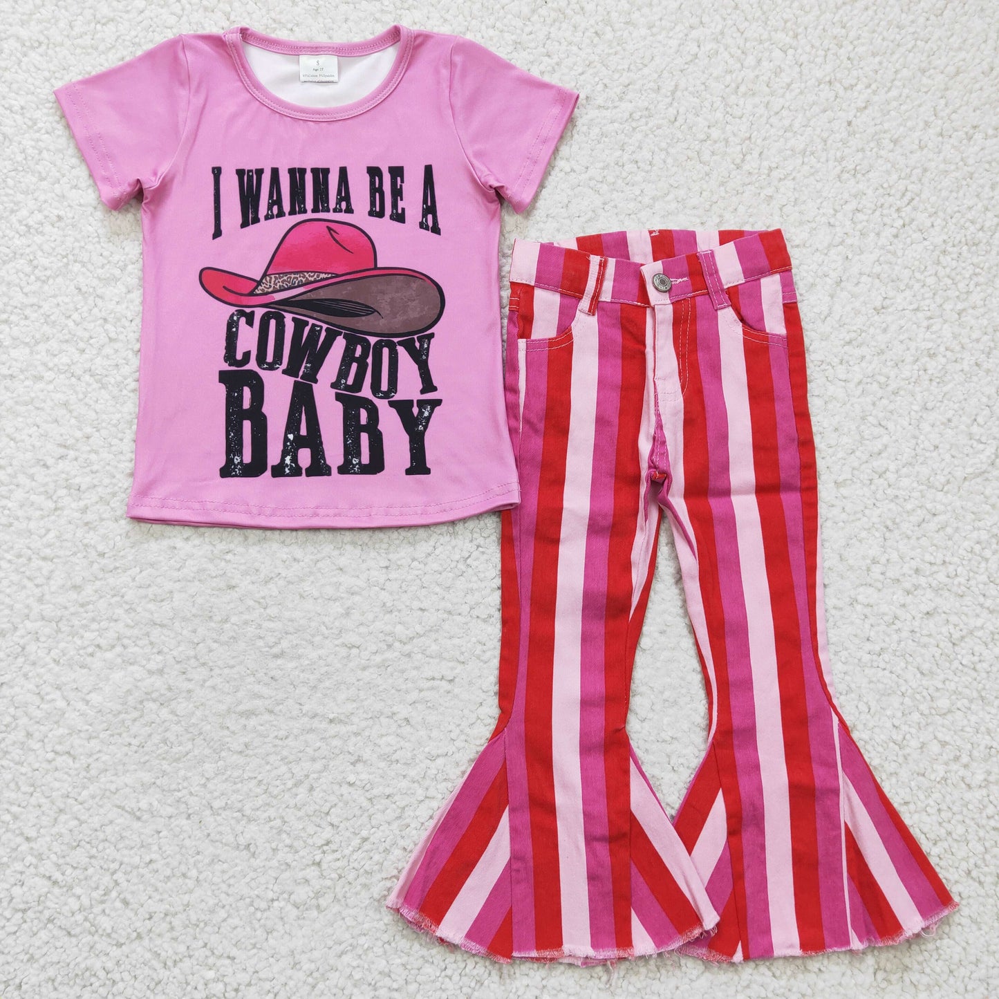 Girls I wanna be a cowboy baby top Denim Pants outfits GSPO0398