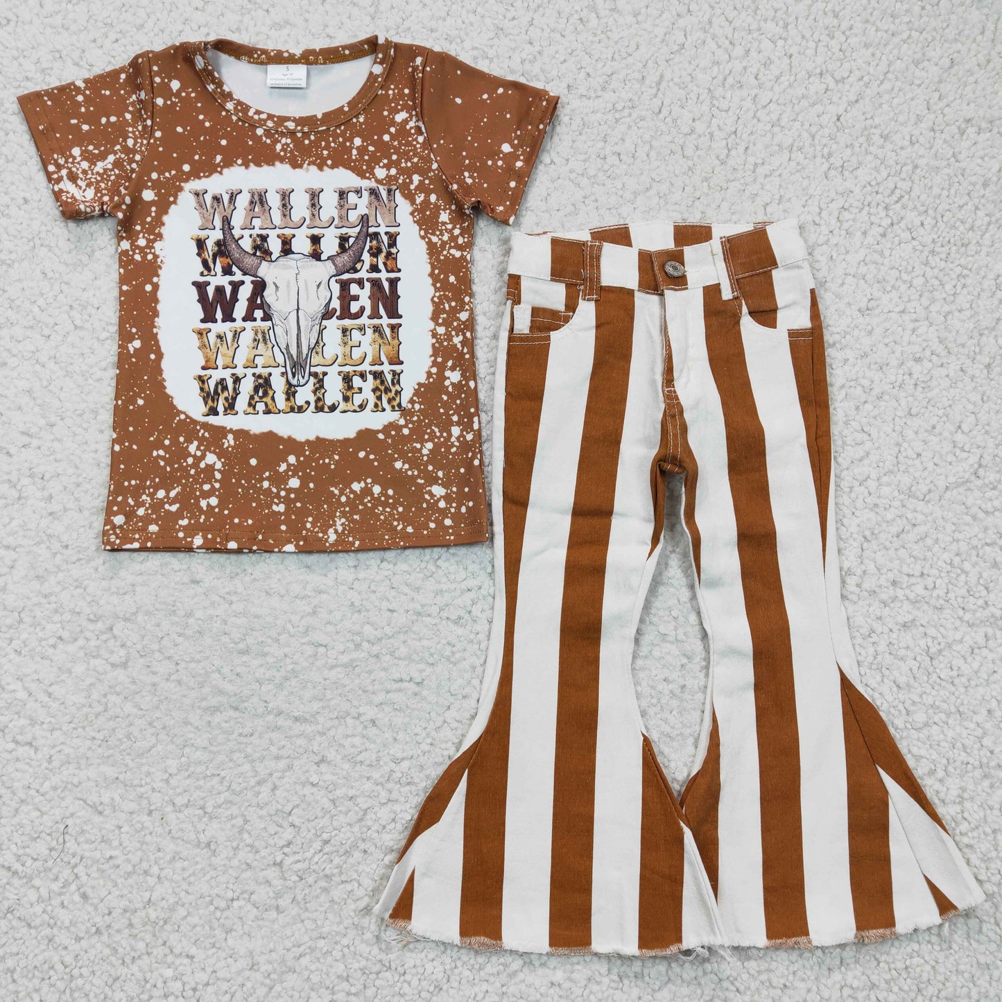 Girls cow skull print Denim Pants outfits GSPO0409