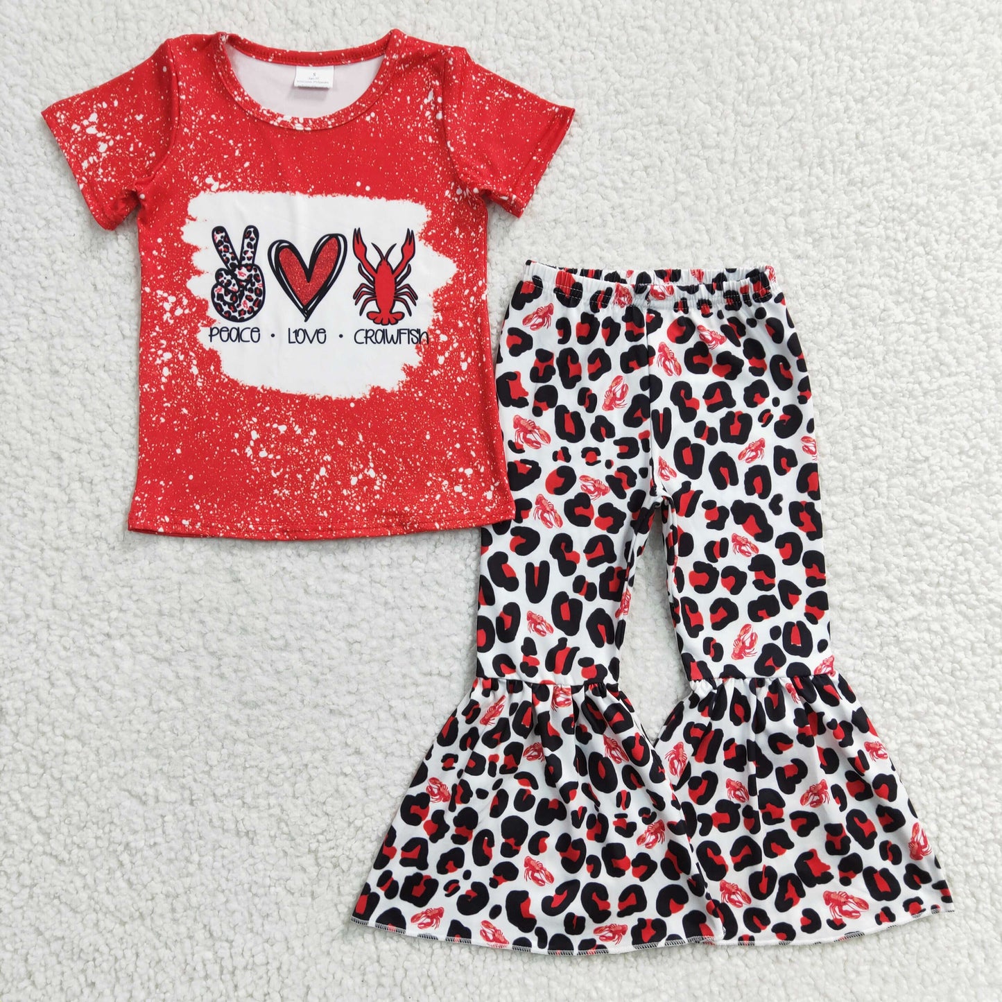 Girls red crawfish print outfits GSPO0432