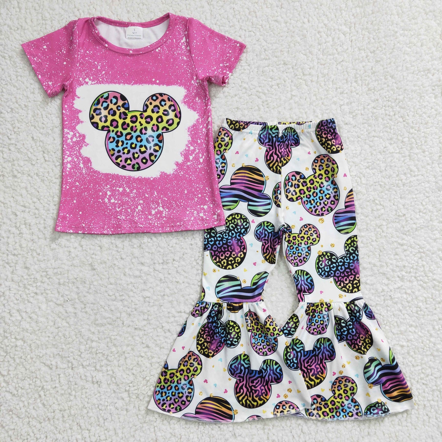 Girls cartoon mouse colorful bell pants outfits GSPO0455