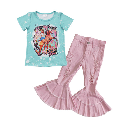 Girls RIDE SALLY RIDE top pink denim bell bottom jeans western outfits GSPO0600