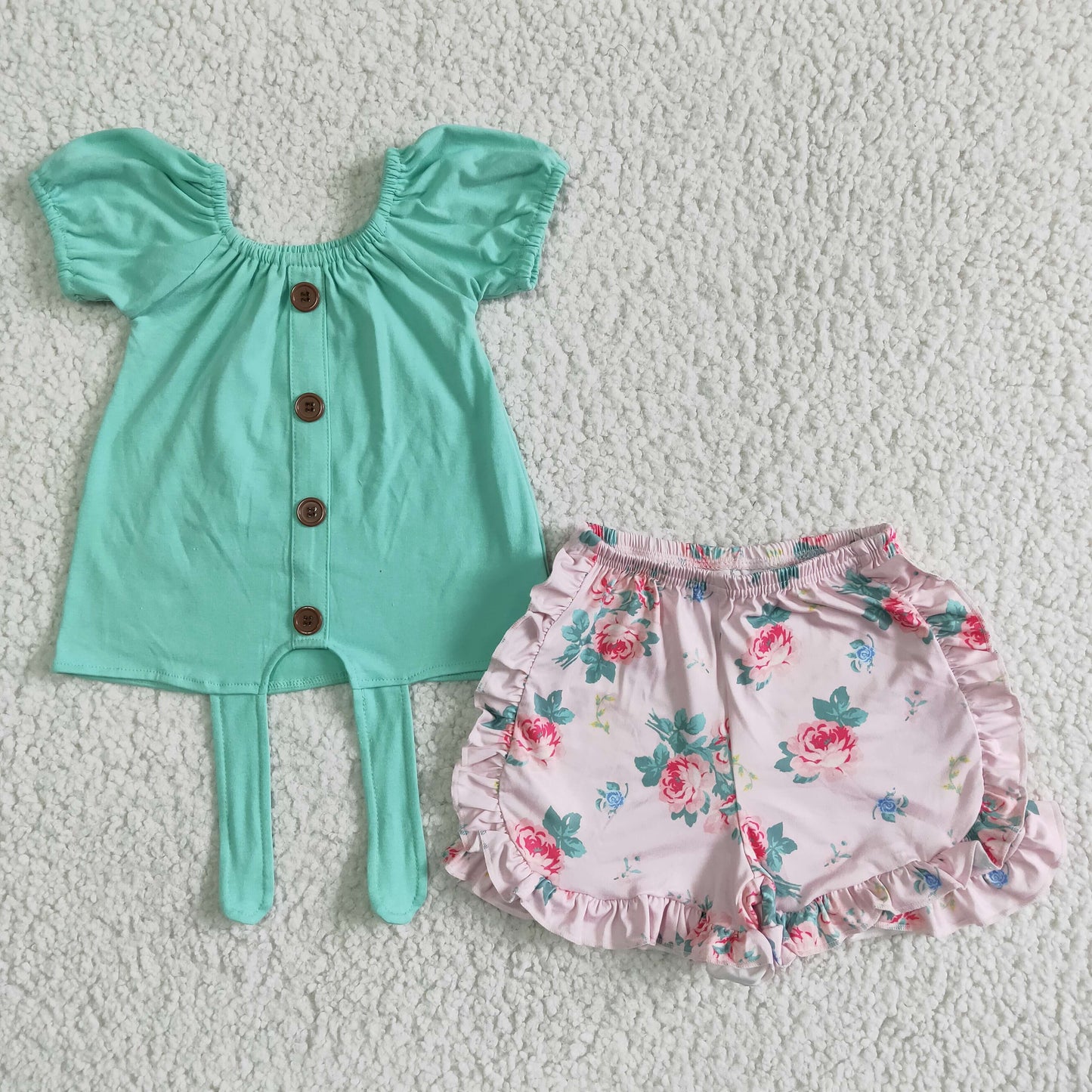 (Promotion)Short sleeve ruffles shorts summer outfits GSSO0034