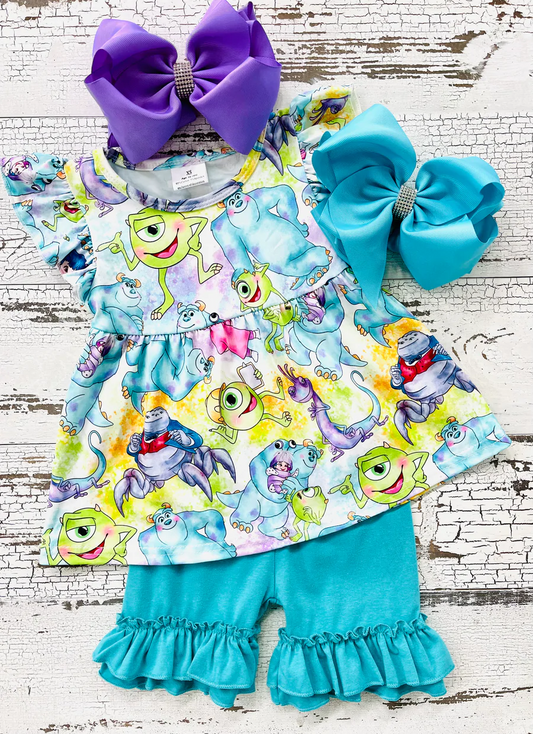 (Promotion)Flutter sleeve  ruffles shorts summer outfits   GSSO0040