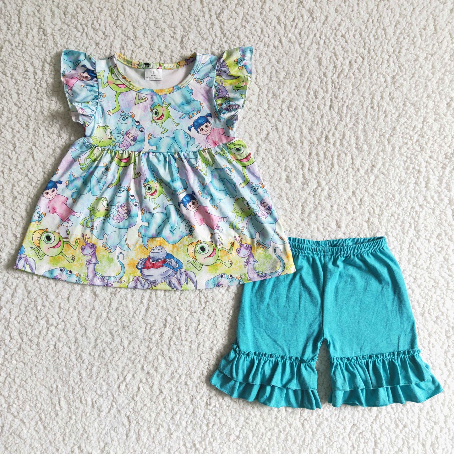 (Promotion)Flutter sleeve ruffles shorts summer outfits GSSO0040