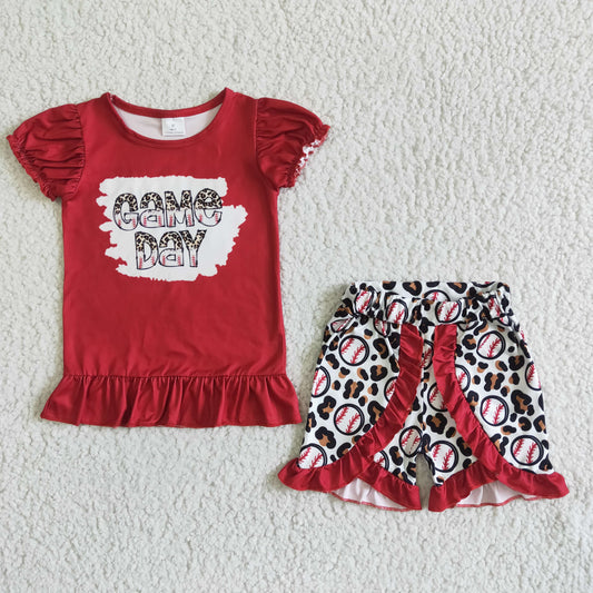 Short sleeve ruffles shorts summer outfits GSSO0057