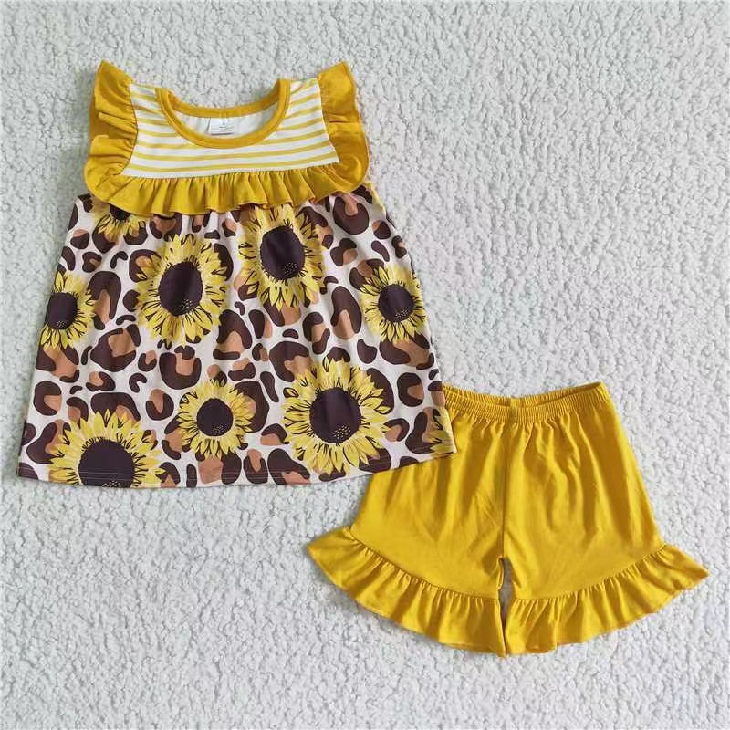 (Promotion)Flutter sleeve ruffles shorts summer outfits GSSO0069