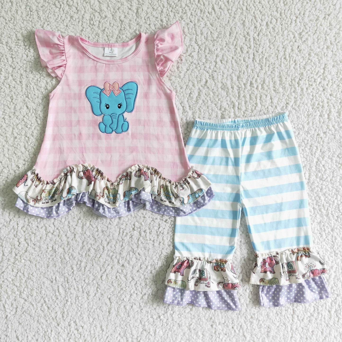 (Promotion)Flutter sleeve top and legging embroidery outfits GSSO0104