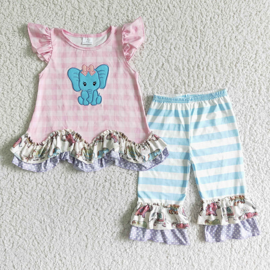 (Promotion)Flutter sleeve top and legging embroidery outfits   GSSO0104