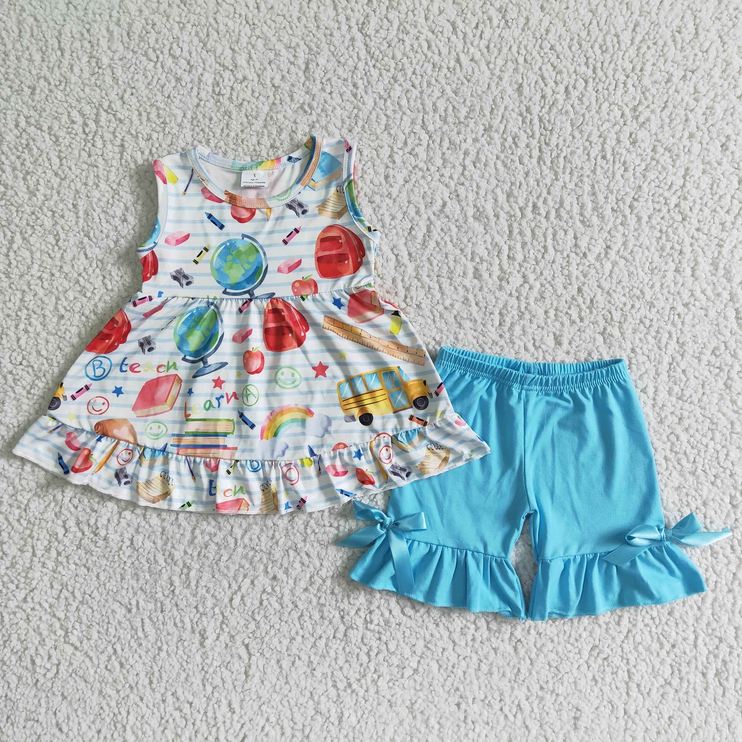 Sleeveless ruffles shorts back to school outfits GSSO0112
