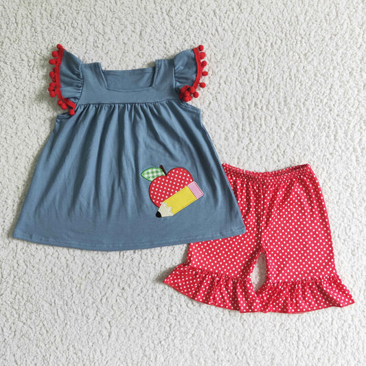 Flutter sleeve ruffles shorts back to school outfits  GSSO0120