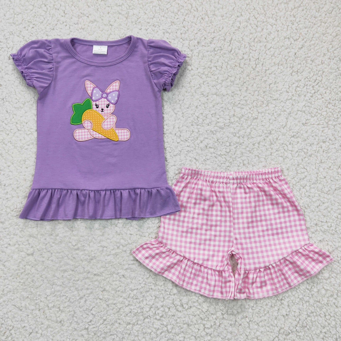 Girls bunny embroidery Easter outfit GSSO0126