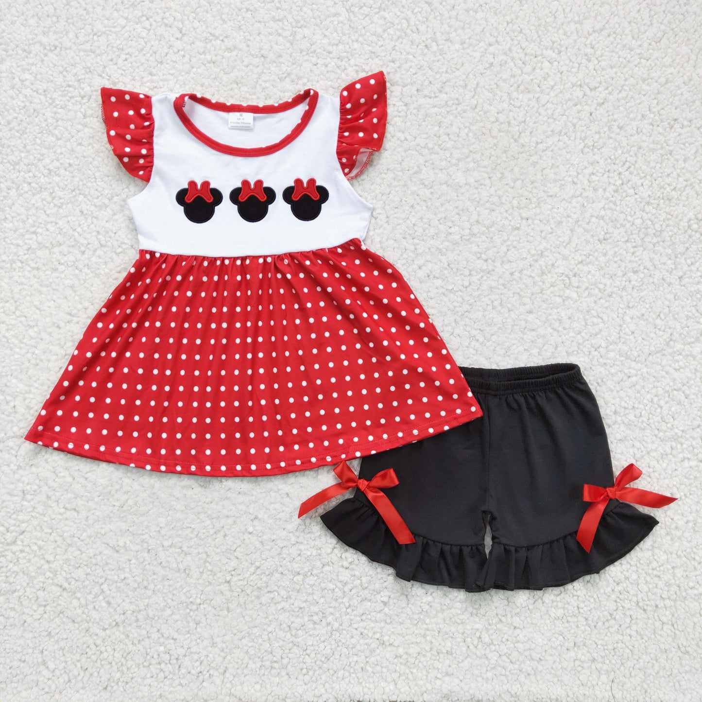 Girls red cartoon mouse summer outfits GSSO0130