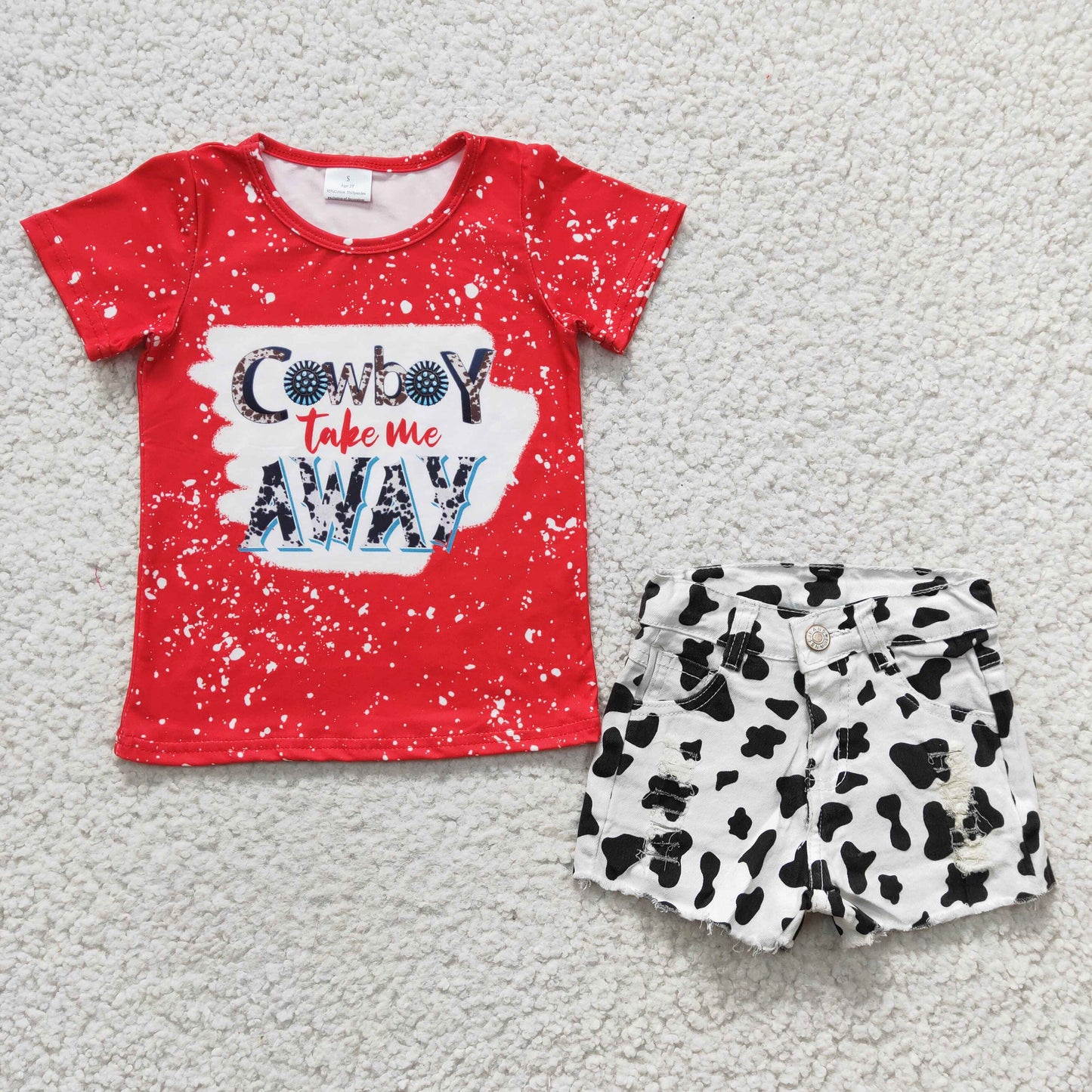 Girls cowboy take me away denim short summer outfits GSSO0147