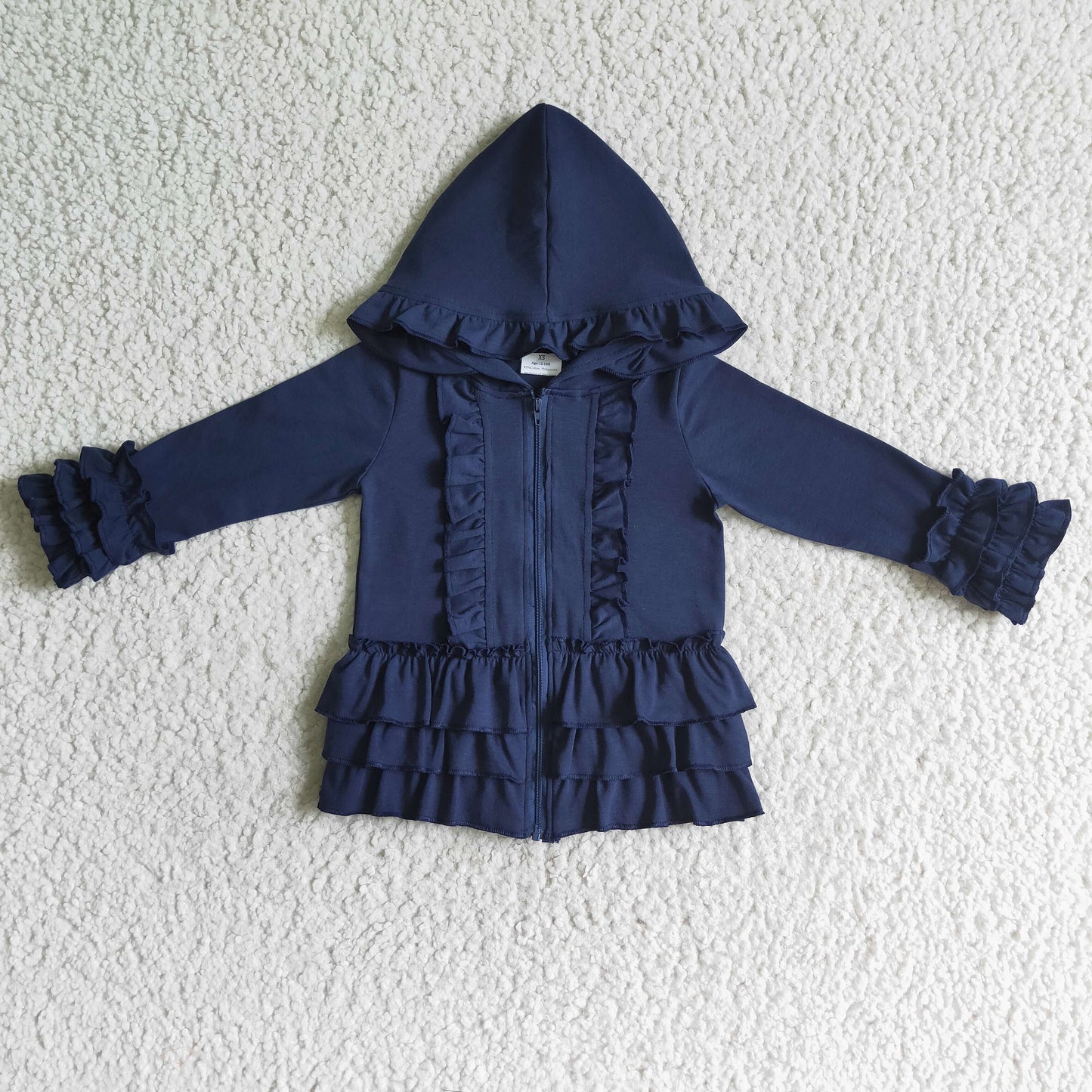 Girls hooded ruffles jackets navy GT0013