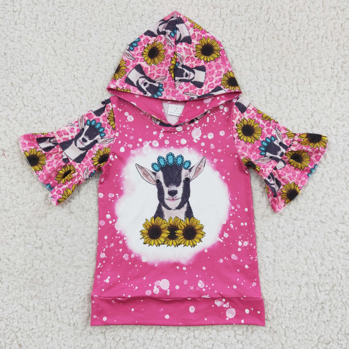 (Promotion)Girls cow sunflower print hoodie top GT0096