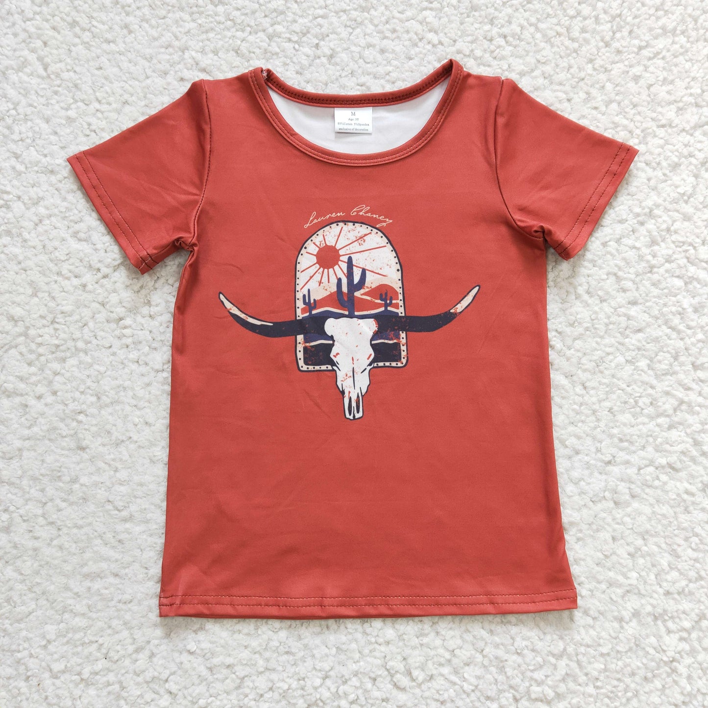GT0106+D5-14+GB0008 Cow Skull Top Leopard Denim Shorts Girls 3 Pieces Summer Outfits