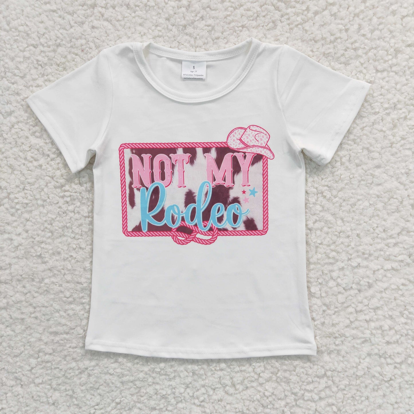 Girls western pink NOT MY RODEO print top GT0139