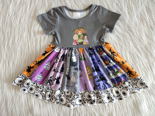 Short sleeve twirl dress Halloween design   C1-24