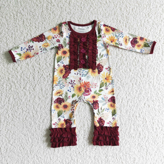 Baby girls fall flora print romper    LR0009
