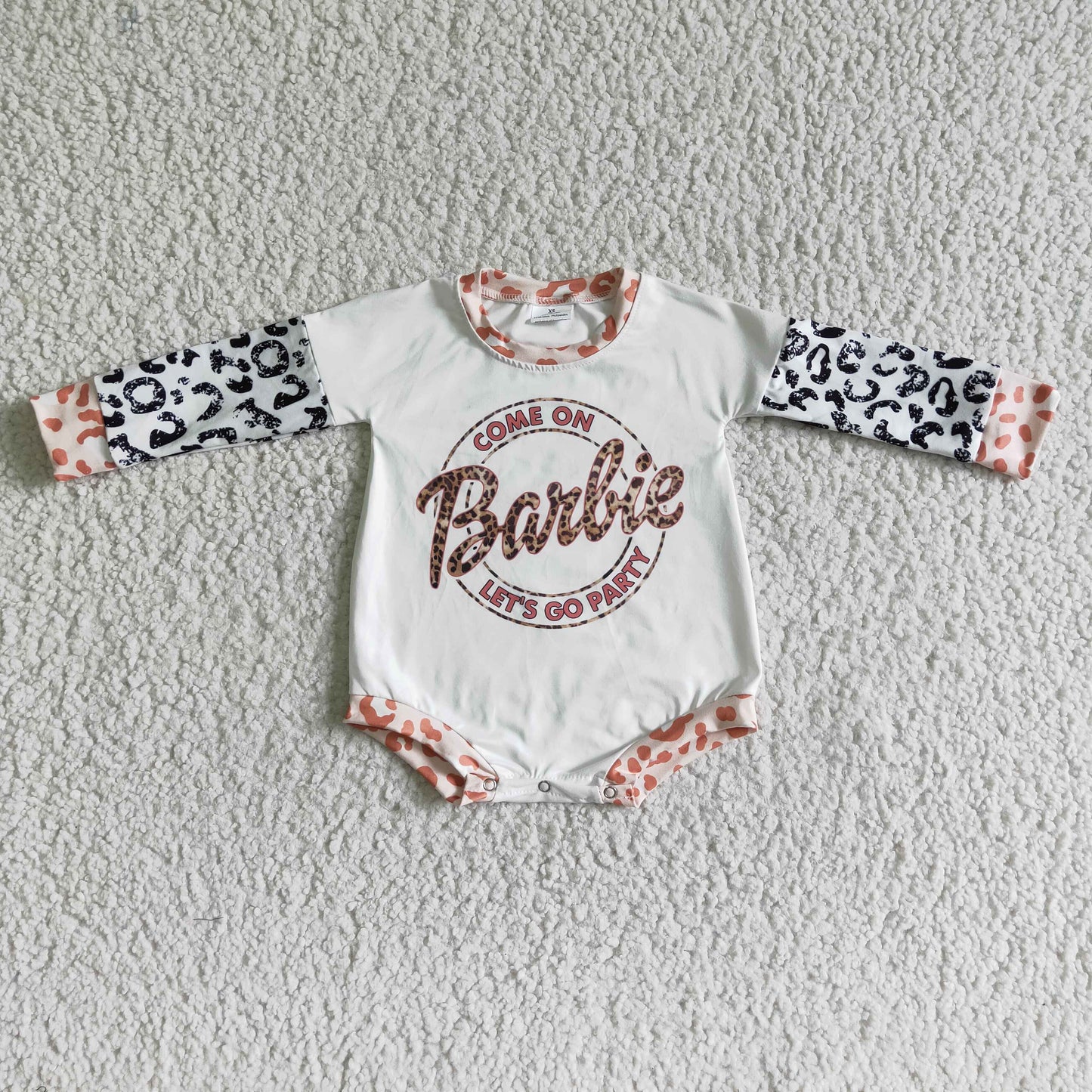 (Promotion)Pink BA White Print Baby Girls Fall Romper   LR0010