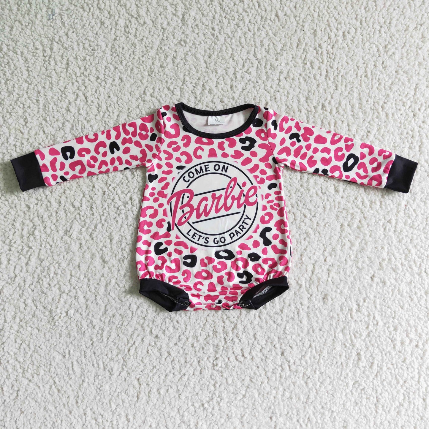 (Promotion)Pink BA Leopard Print Baby Girls Long Sleeve Romper    LR0023