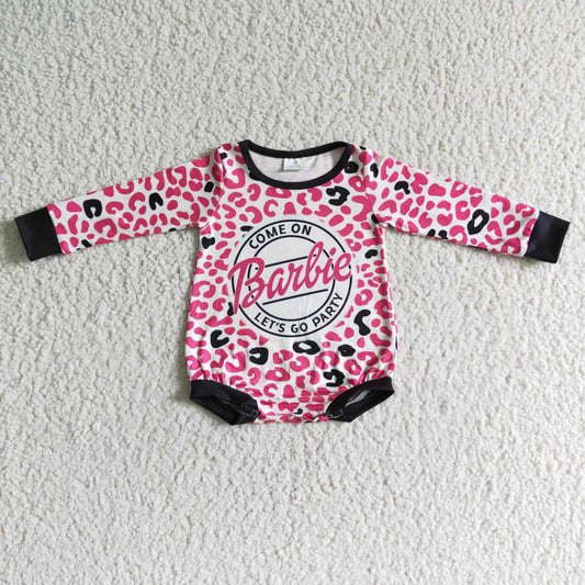 (Promotion)Pink BA Leopard Print Baby Girls Long Sleeve Romper    LR0023