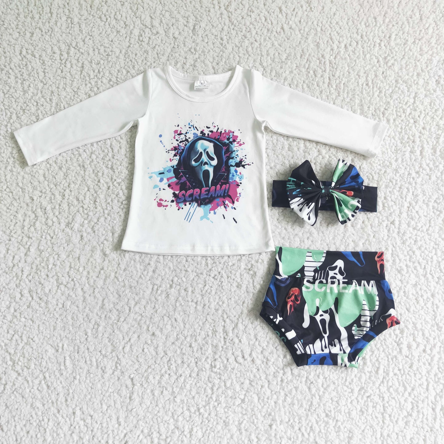 (Promotion) SCREAM Top Girls Bummie Halloween Outfits   LR0031