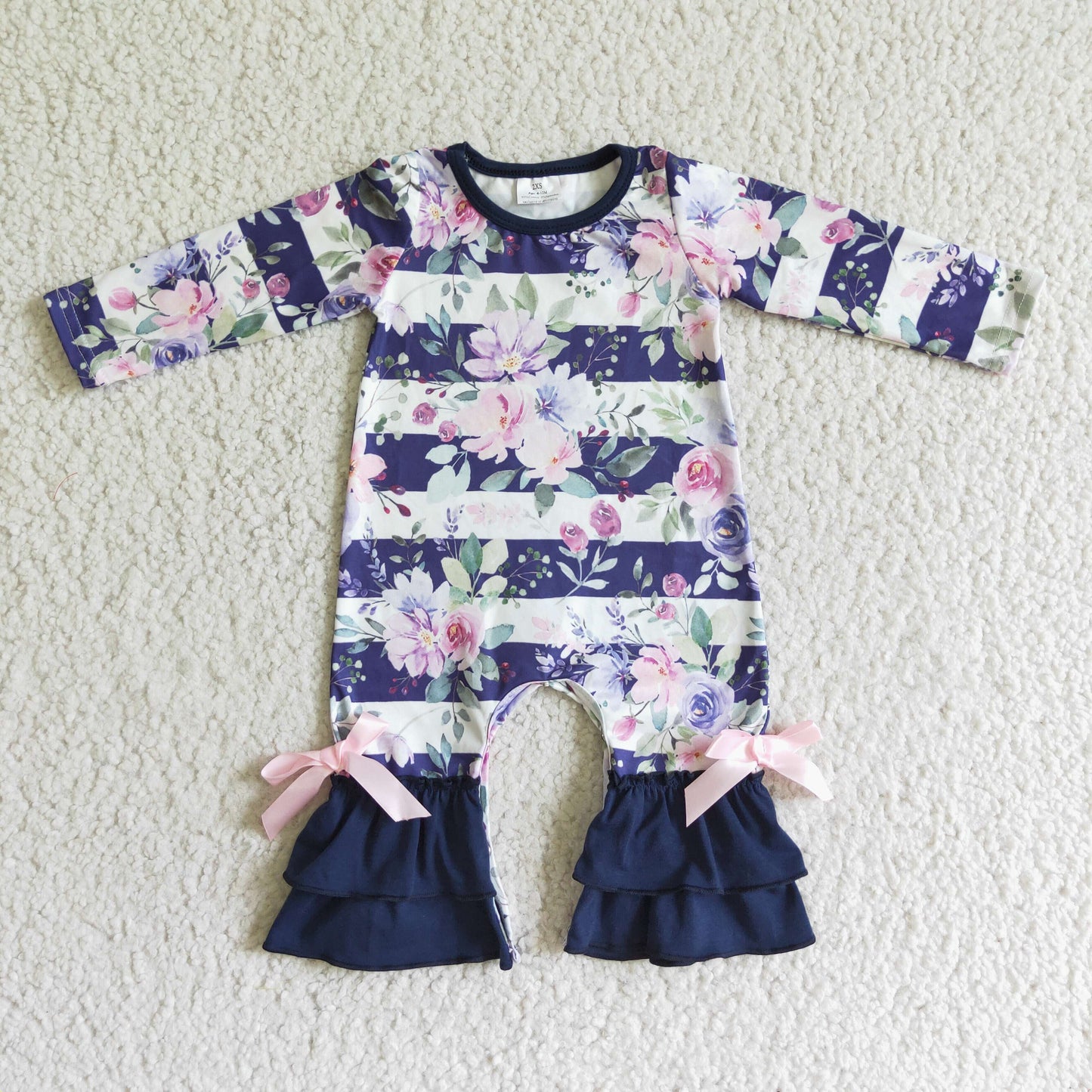 (Promotion)Girls flora print fall romper LR0063