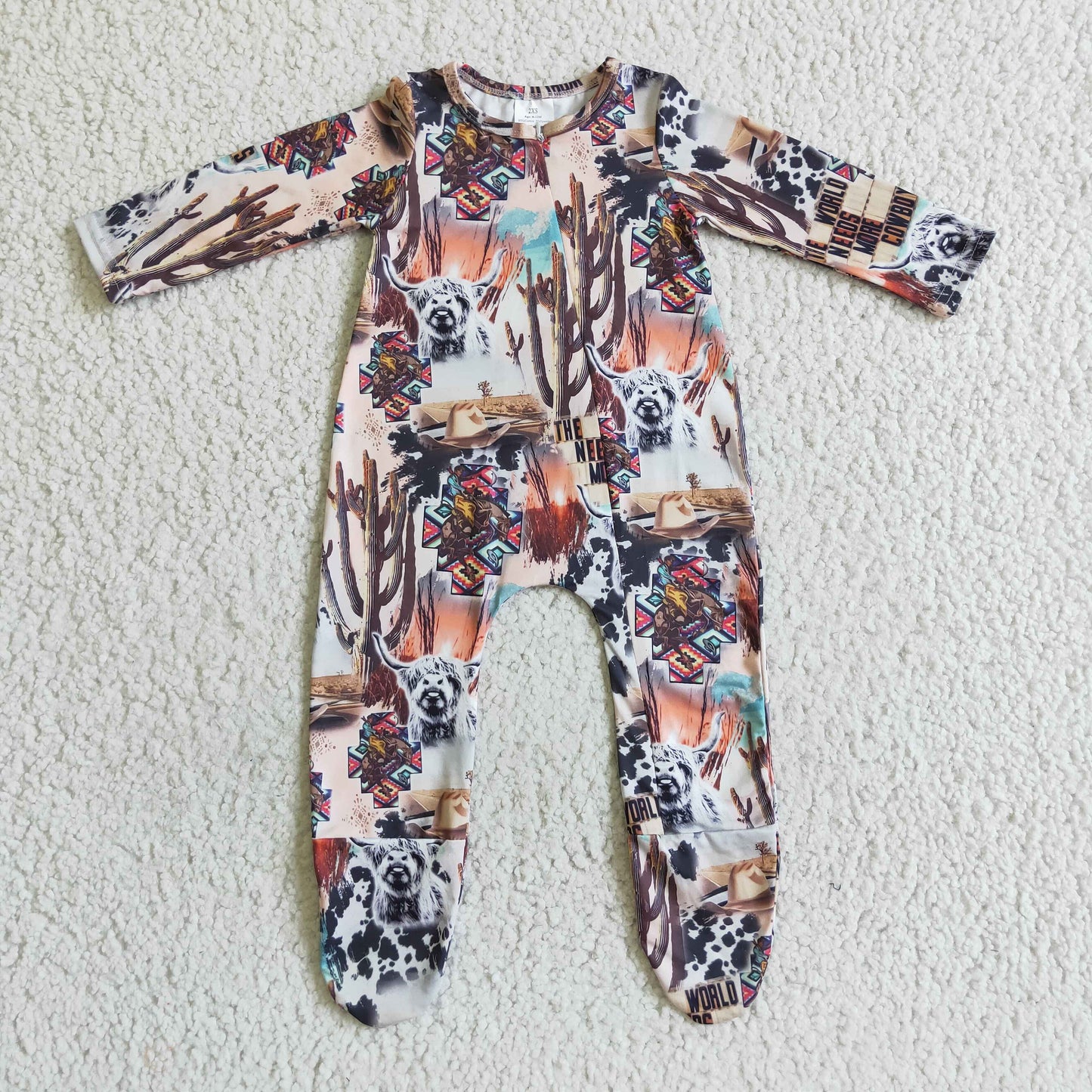 (Promotion)Baby Western desgign fall footed romper LR0069