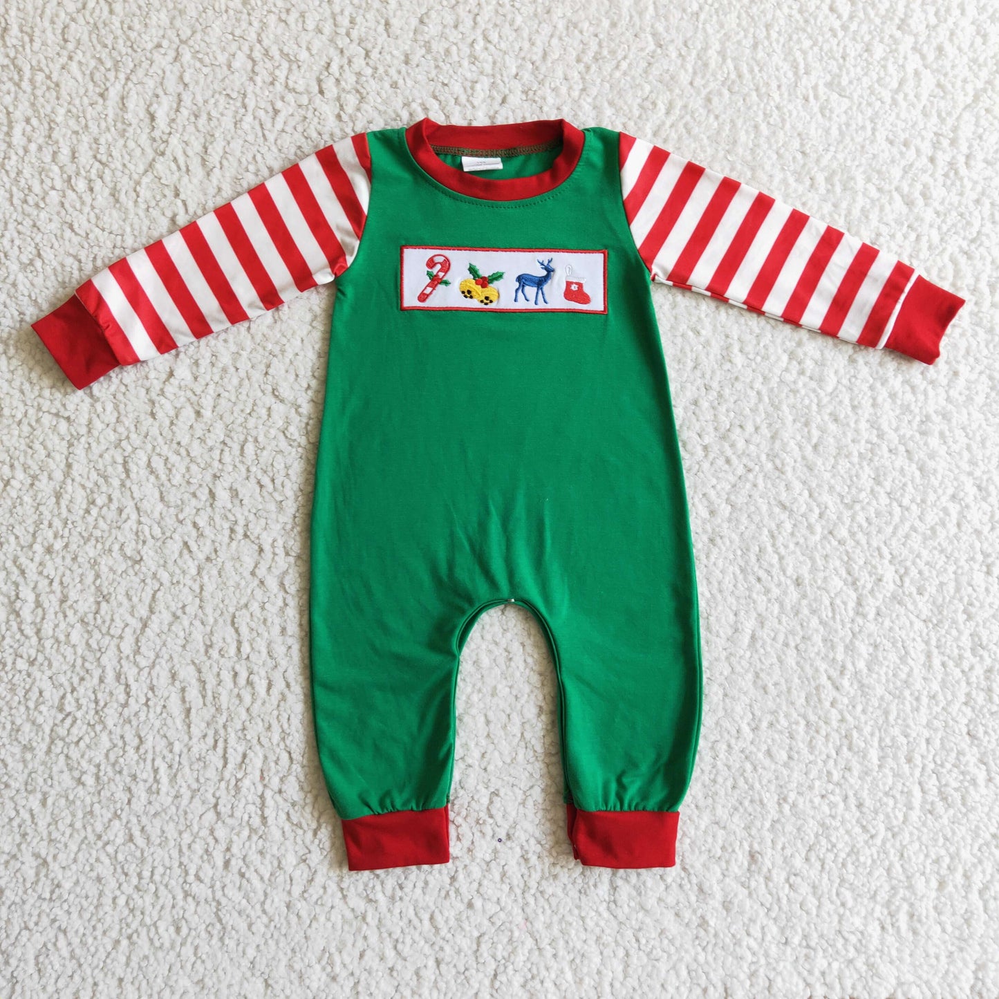 Boys Christmas embroidery romper LR0110