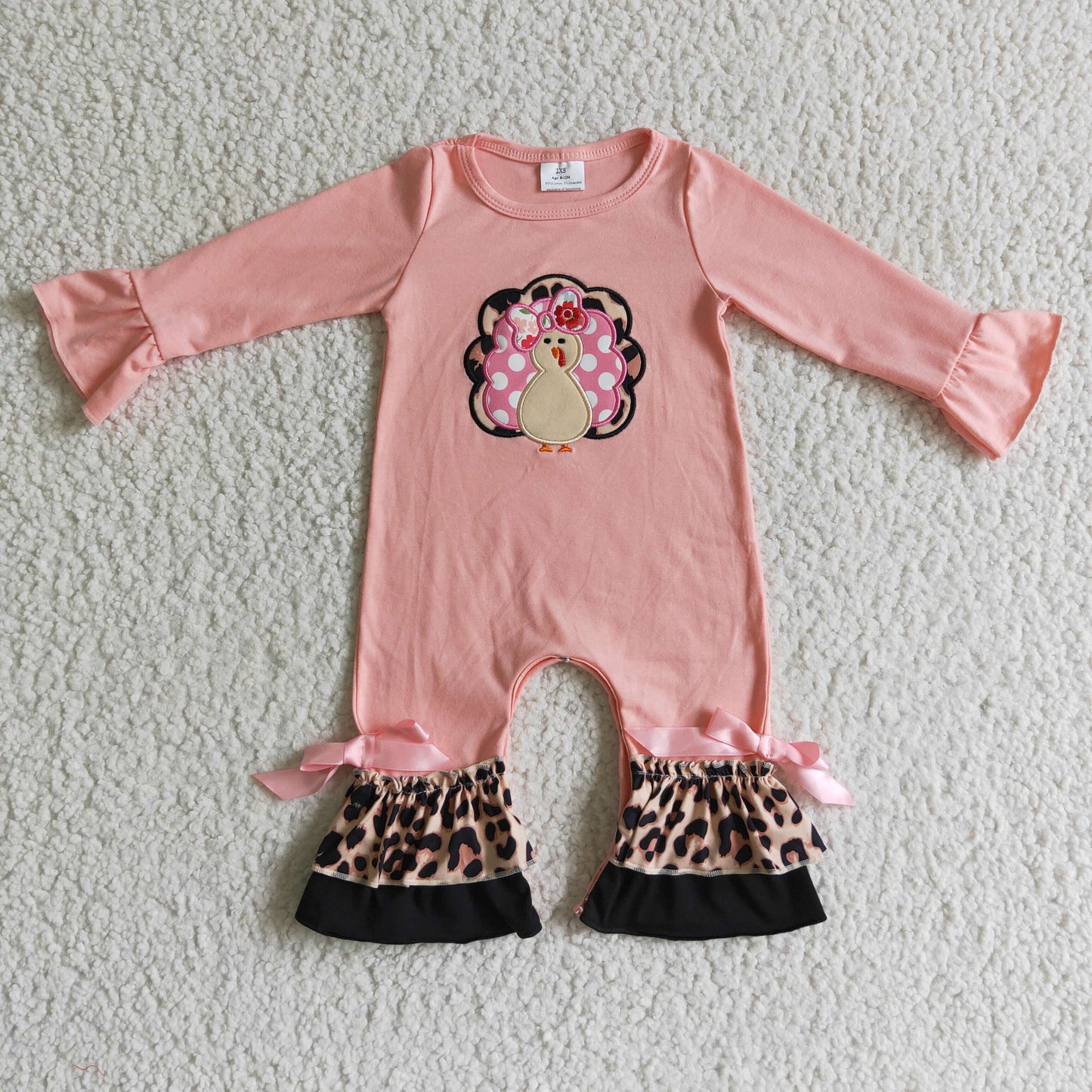 Girls Thanksgiving pink romper LR0112