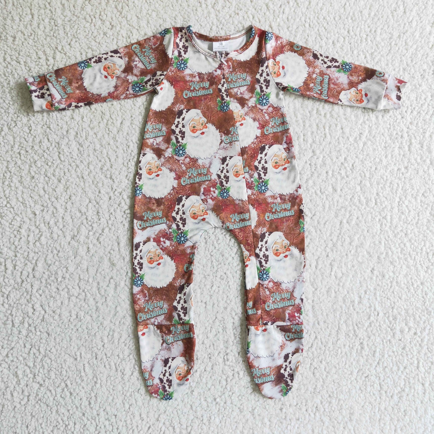 (Promotion)Girls santa claus footie romper LR0176