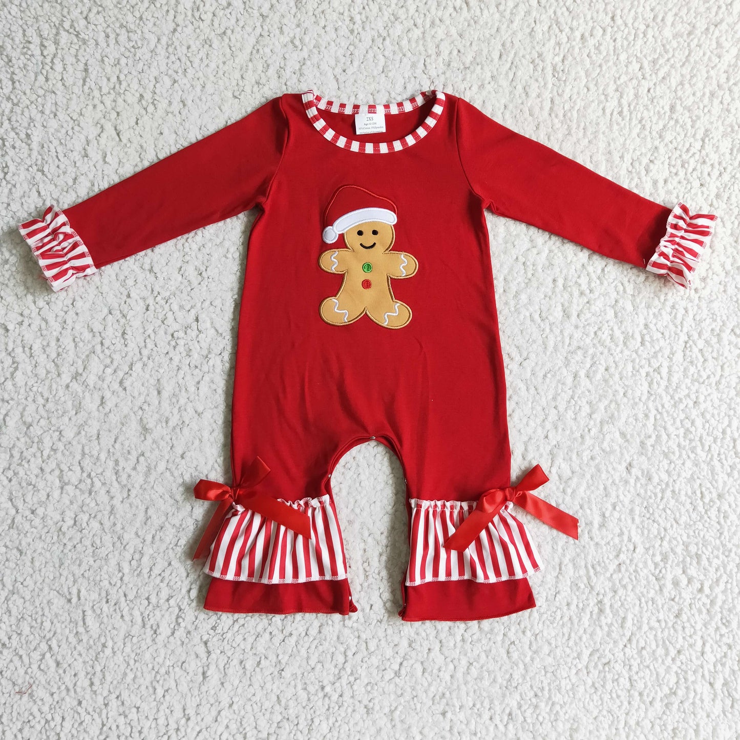 USA-Shop Girls Christmas gingersnap print romper   LR0196