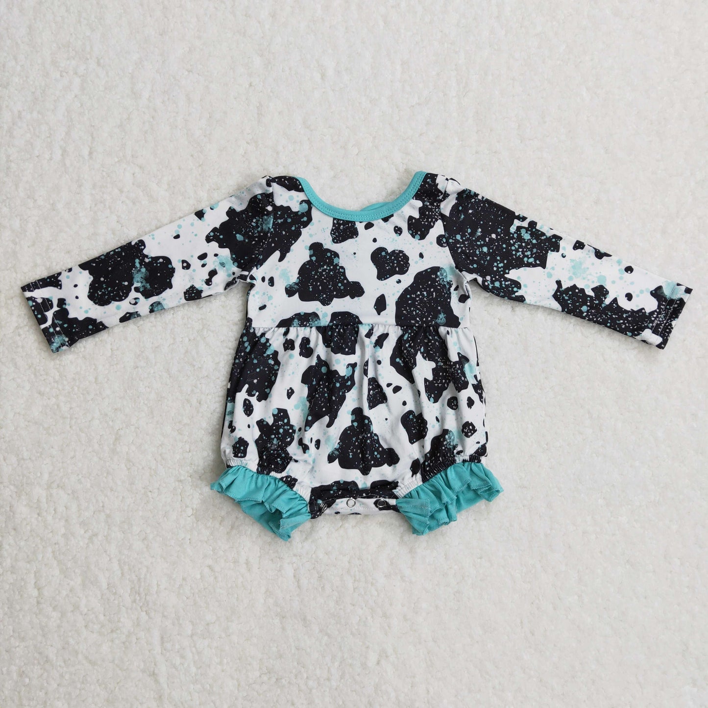 Girls cow print romper   LR0197