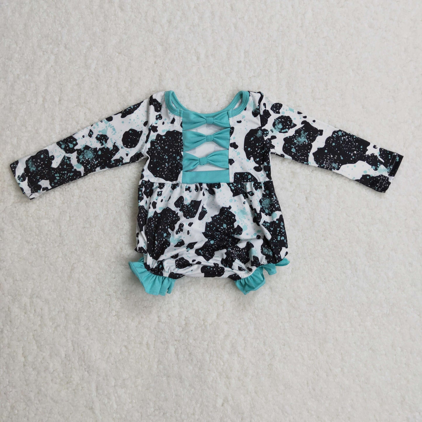 Girls cow print romper   LR0197