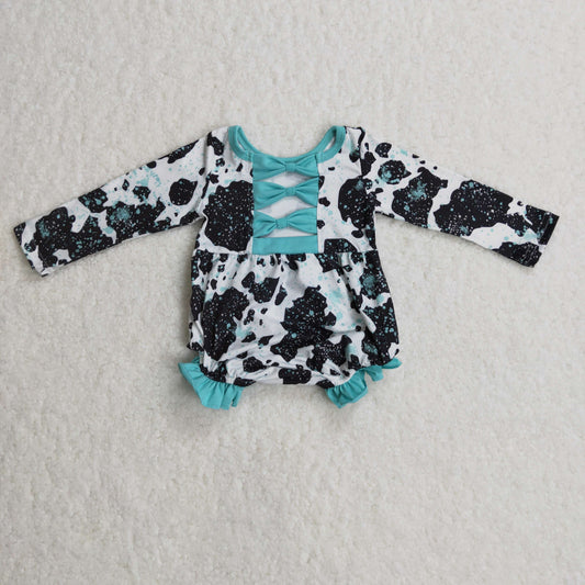 Girls cow print romper   LR0197