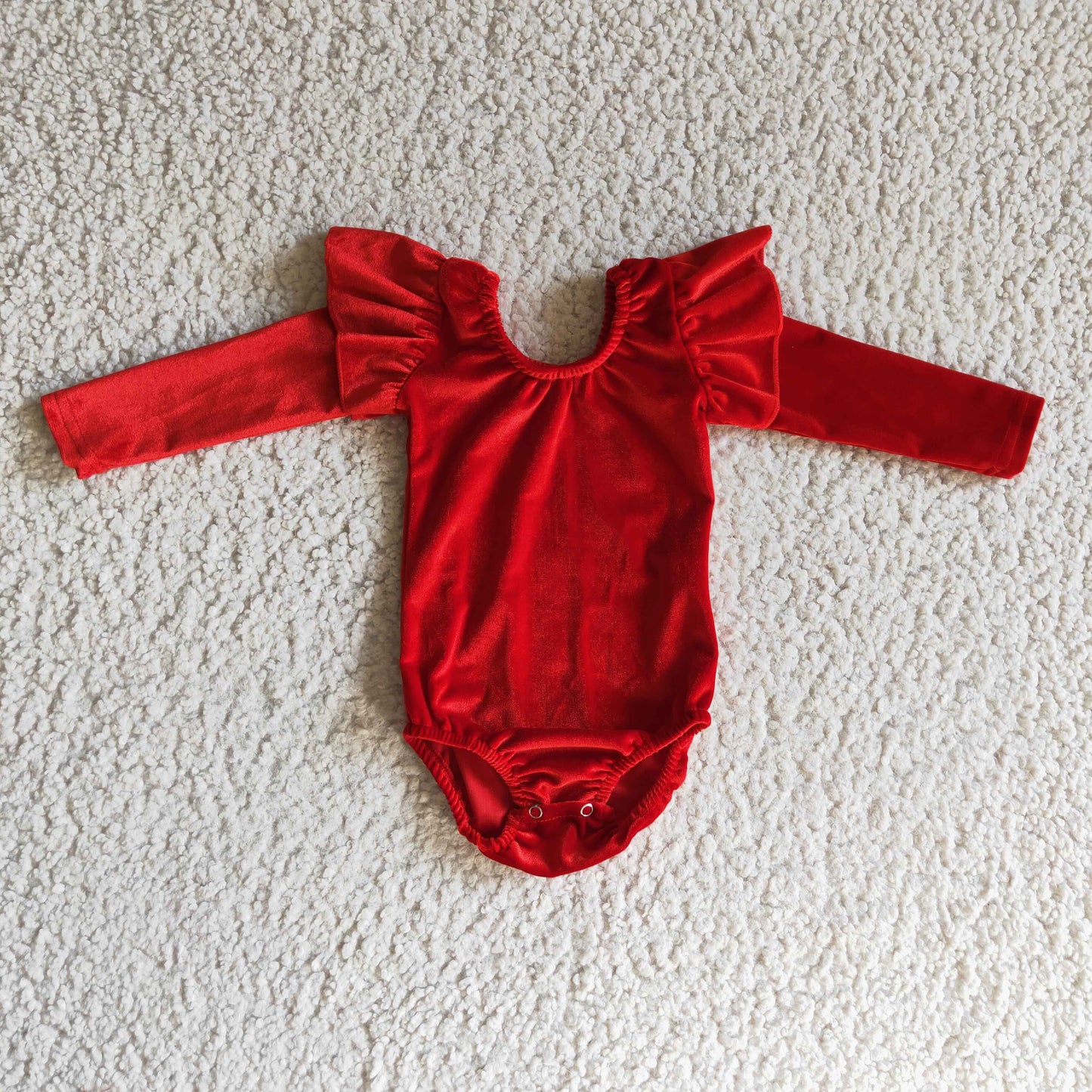 Girls long sleeve red velvet leotard LR0209
