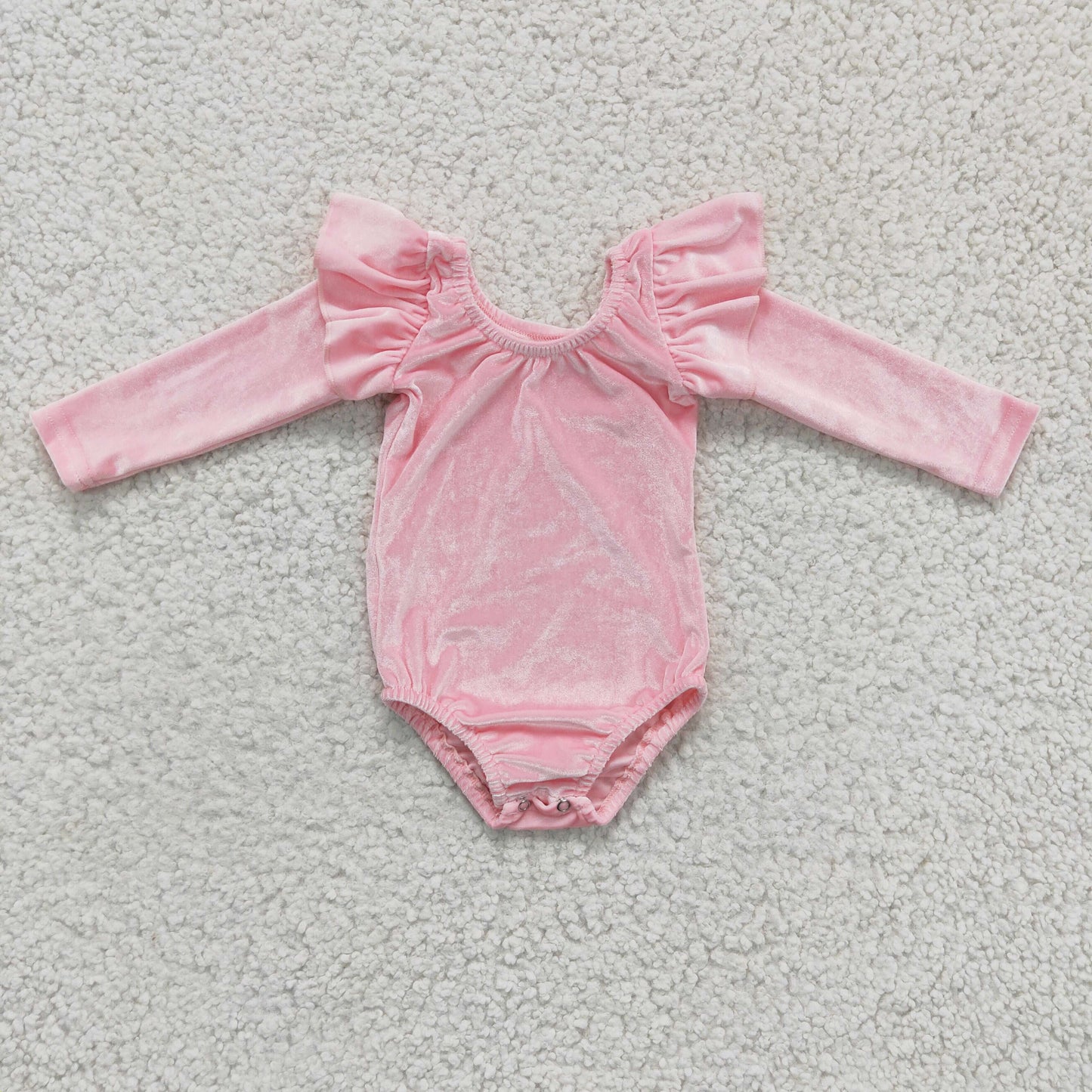 Girls long sleeve pink velvet leotard    LR0213