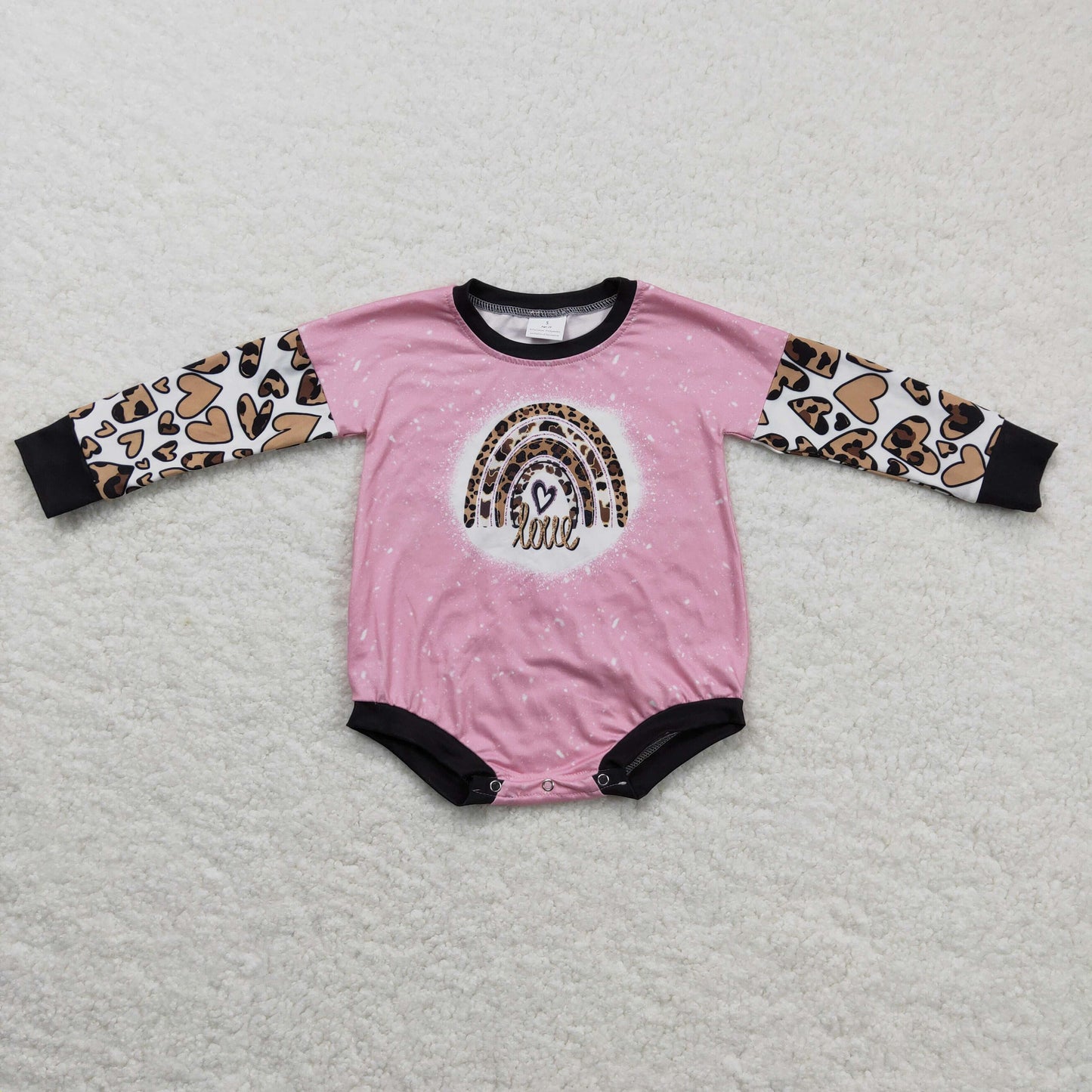 Baby girls leopard heart print romper LR0220