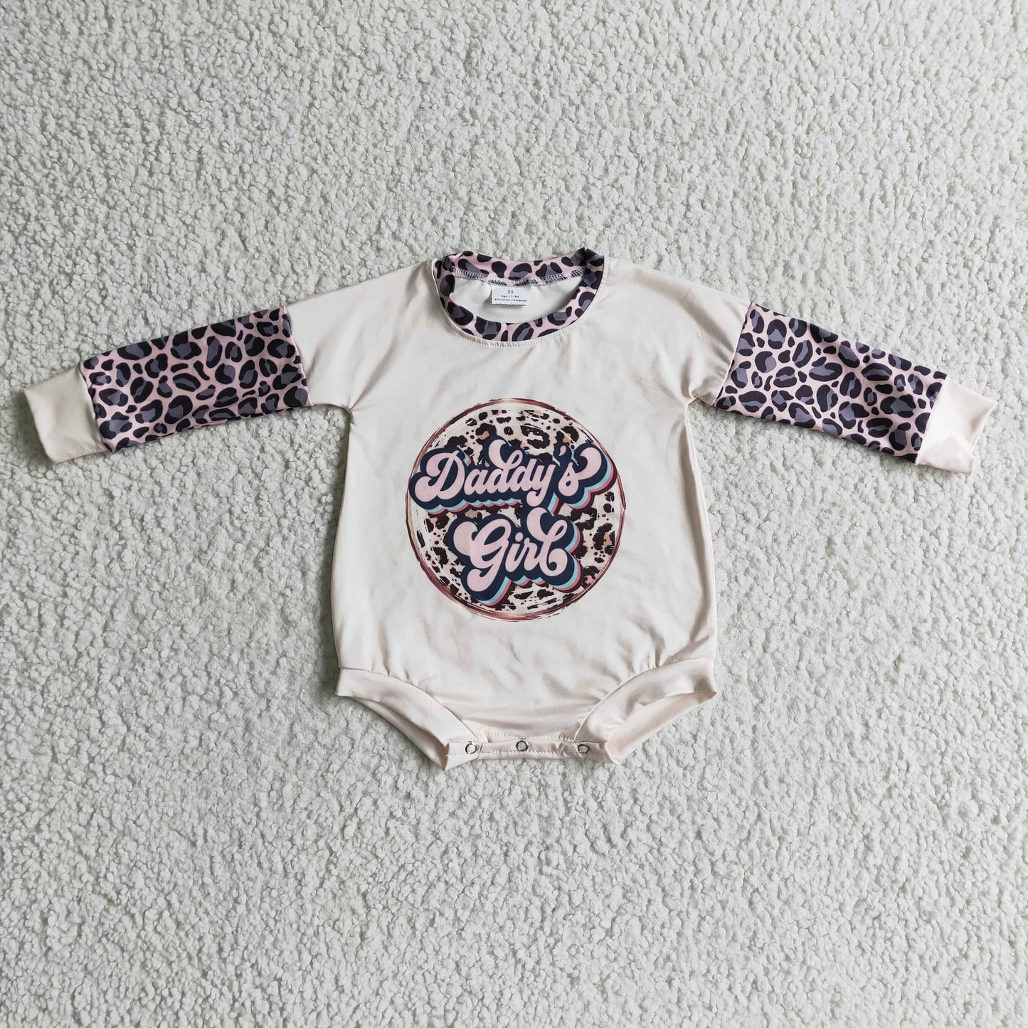 Baby pink leopard print DADDY'S GIRL romper LR0221