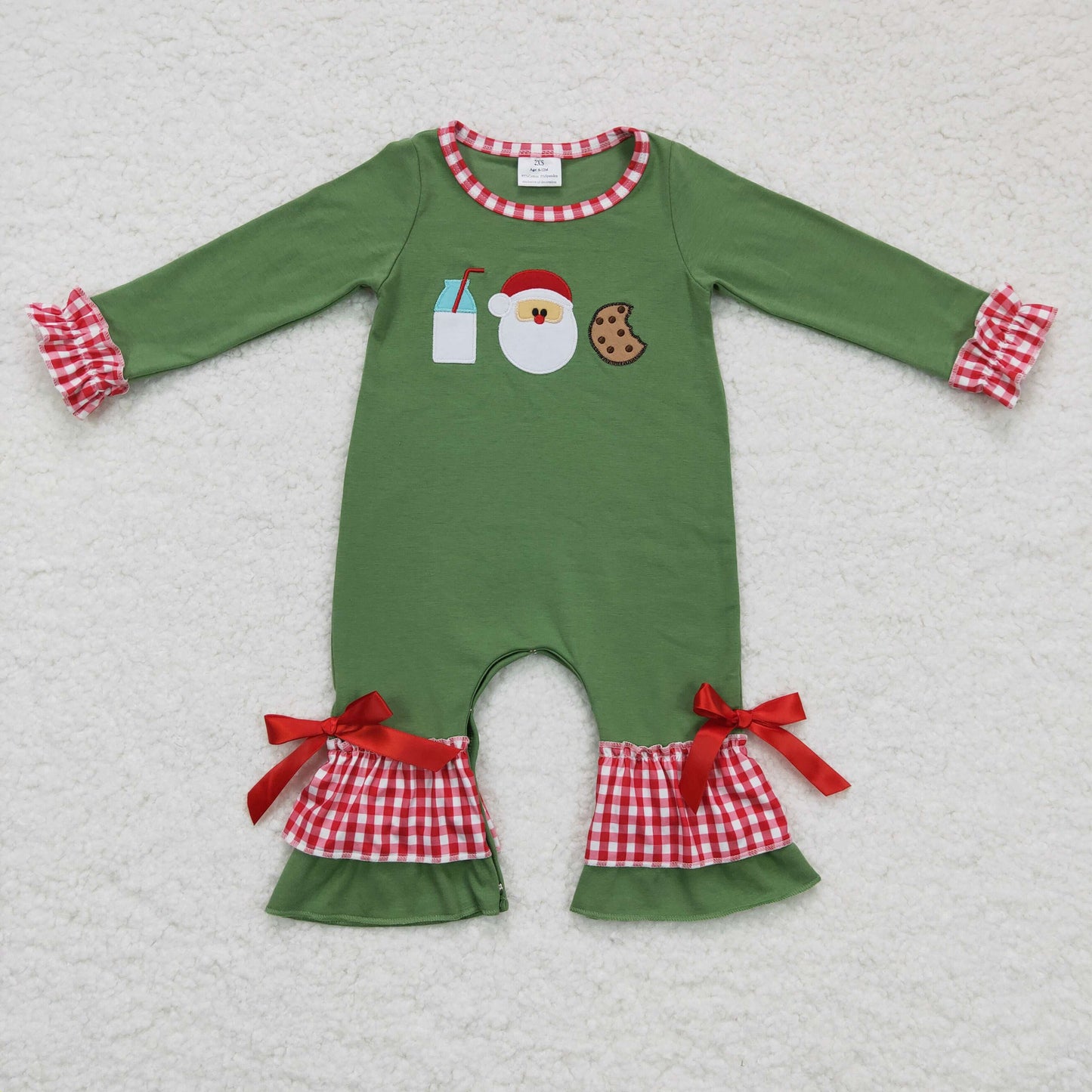 Milk Santa Cookie Embroidery Sibling Christmas Matching Clothes