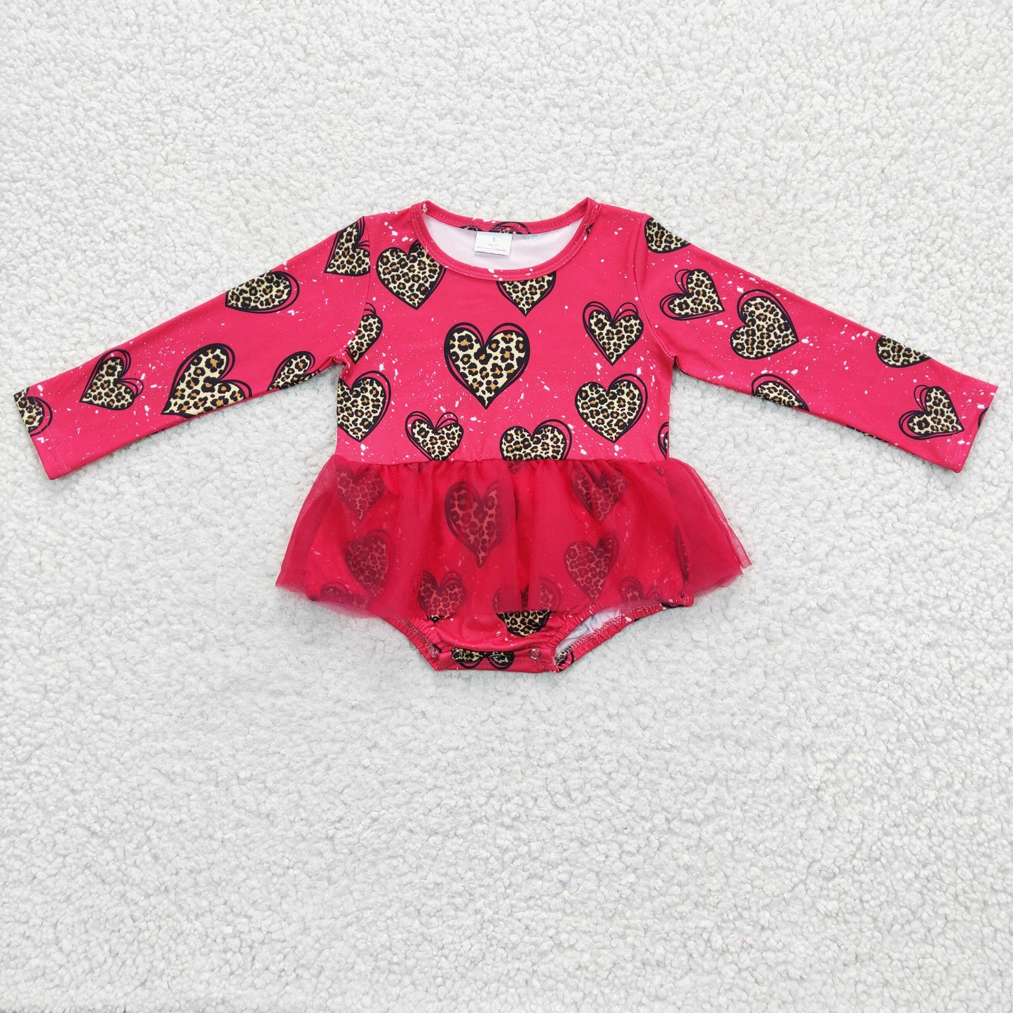 Baby girls heart print tulle romper LR0253