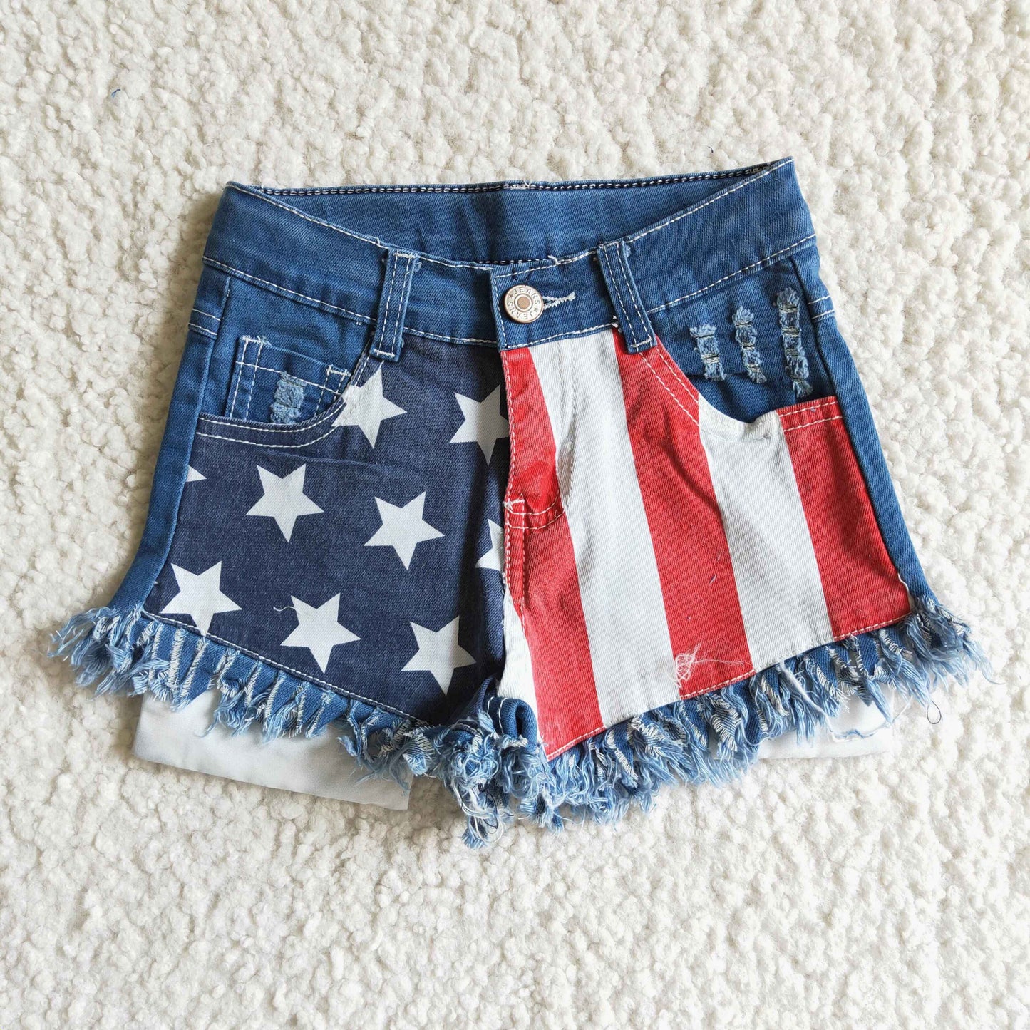 Girls 4th of July Denim Shorts Sisters Wear