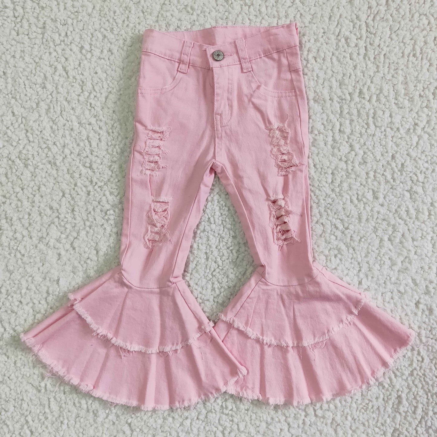 Pink denim bell bottom jeans P0005