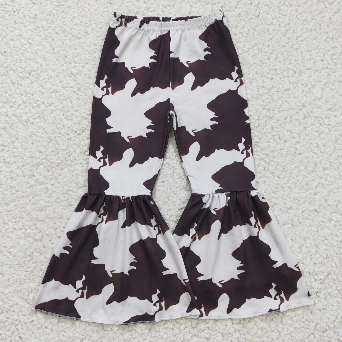 Girls western cow print bell bottom Western pants P0056