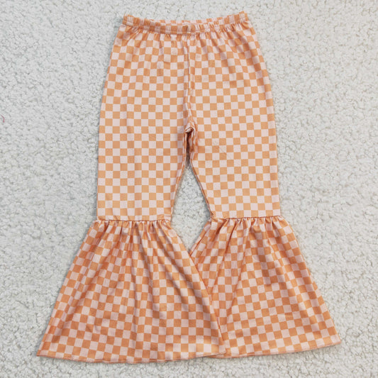 Girls plaid print bell pants   P0057
