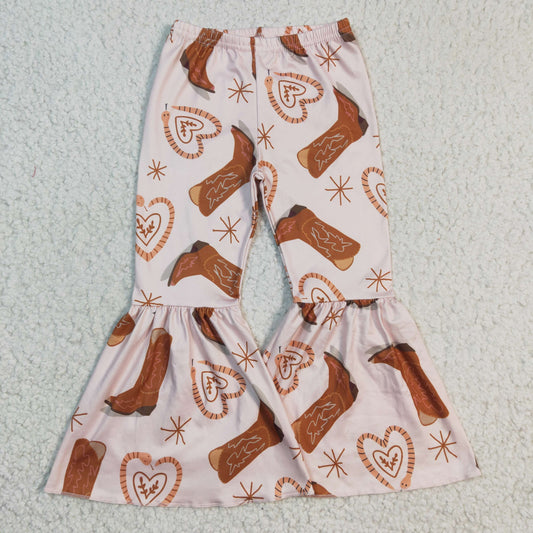 Girls boots print bell bottom Western pants   P0060